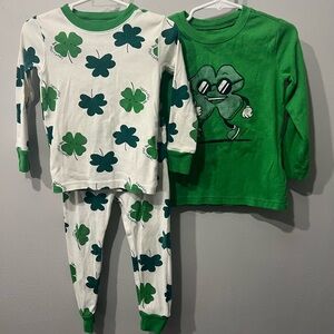 Carter's Green and White Shamrock 2-Piece Pajama Set